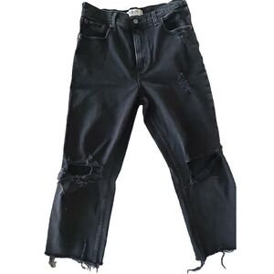 Abercrombie Jeans Womens 29  Black The 90s Ultra High Rise Distressed Sz 8
